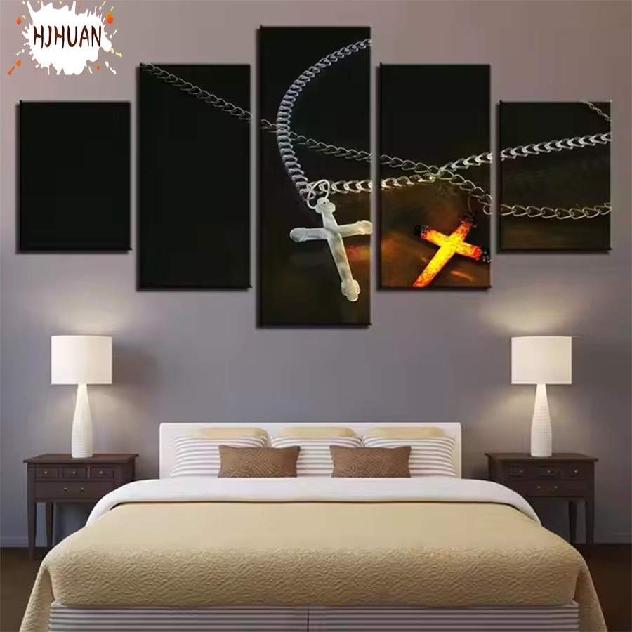 Embroidery Hd Images - 5pcs 5D DIY เพชรภาพวาดภาพ CROSS เต็มรูปแบบ/รอบเพชรเย็บปักถักร้อยโมเสคชุด
