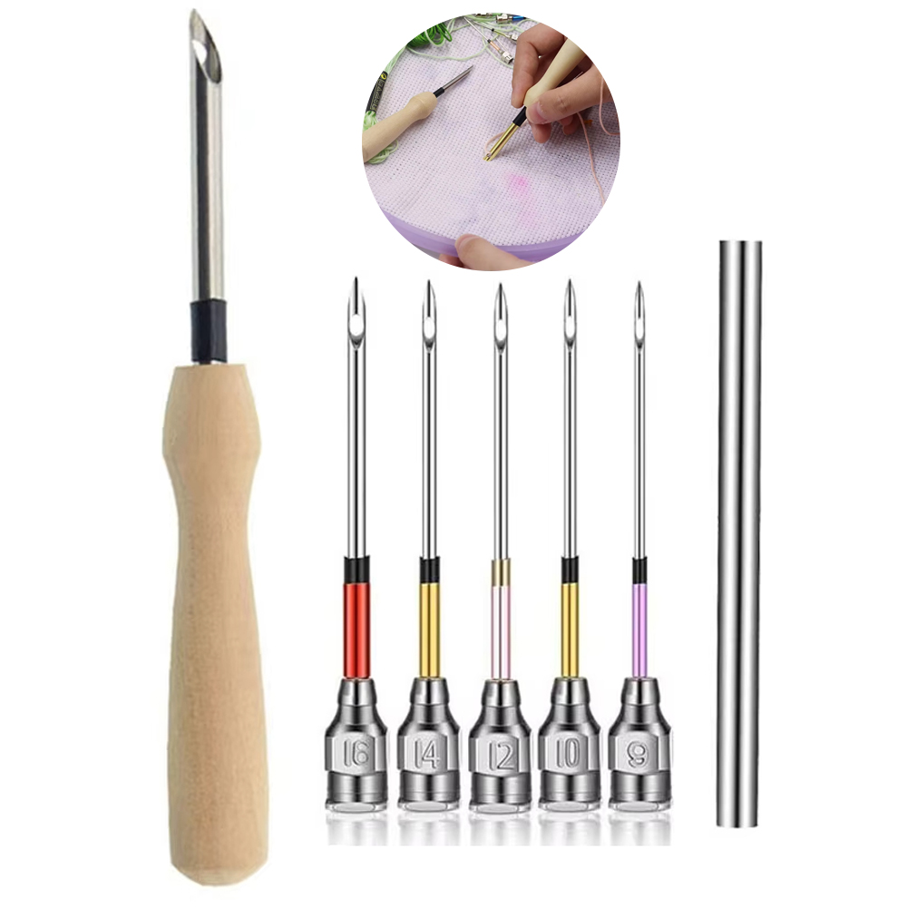 Punch Needle Handle - ชุดเครื่องมือปักผ้าแบบ Punch Needle 1 ชุด พร้อมด้ามไม้