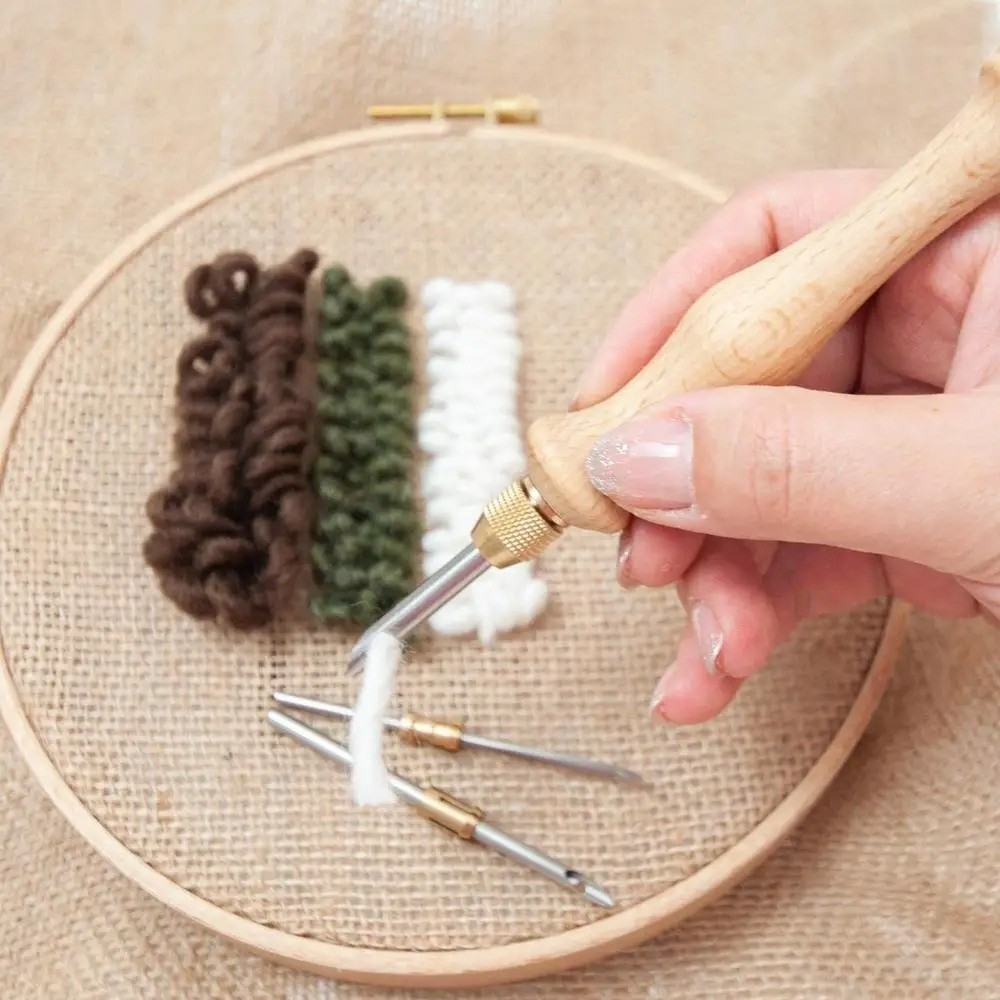 Punch Needle Handle - ชุดเข็มปักผ้าขนาด 2.5 มม./3.5 มม./5 มม. ด้ามไม้