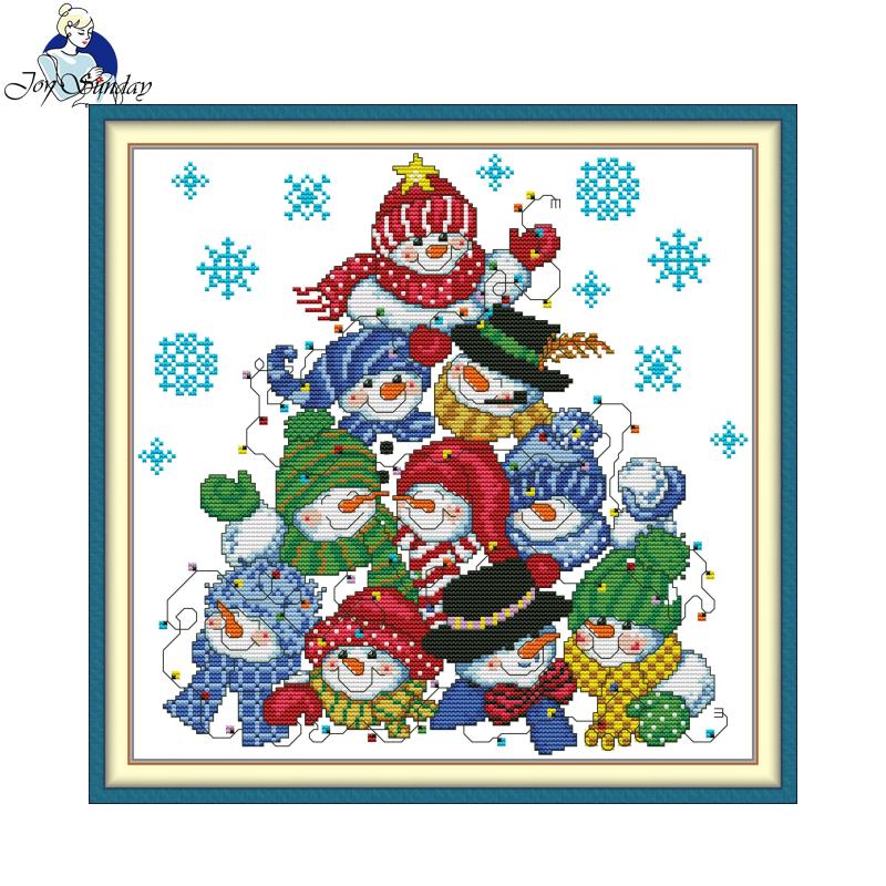 Embroidery X Pattern - ชุดปักครอสสติชลายสร้างตุ๊กตาหิมะ JoySunday ผ้า Aida 11/14/16CT งานปัก