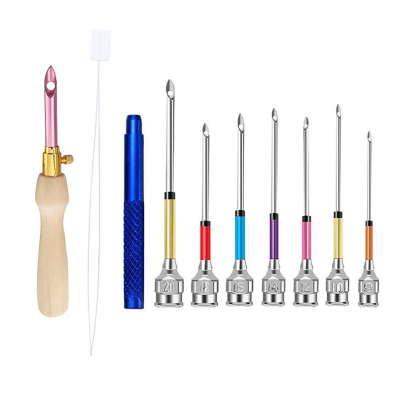Punch Needle Handle - 1-17Pcs Punch อุปกรณ์เข็มชุดเย็บปักถักร้อยเข็มปากกาเย็บผ้าเข็มและเข็มเย็บปักถักร้อย Poking งานปักครอสติชเครื่องมือถัก