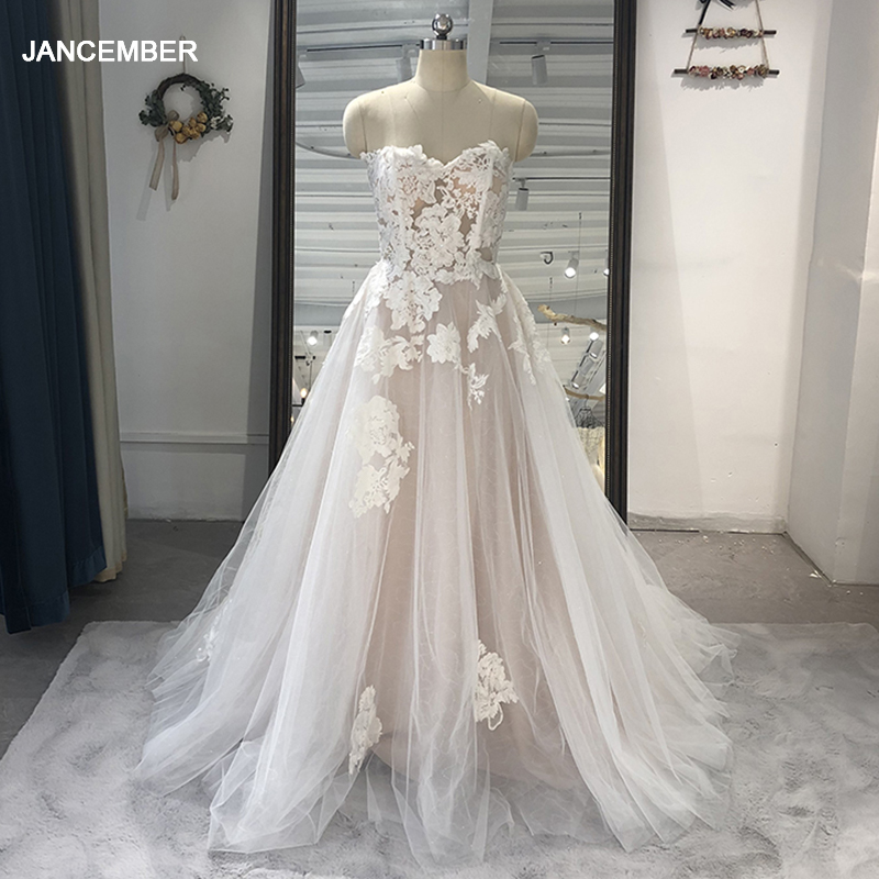 Embroidery Organza - การออกแบบยอดนิยมโปรโมชั่นชุดแต่งงาน 2024 ความยาวชั้น Strapless Court รถไฟ