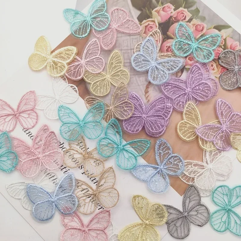 Embroidery Web - 20 ชิ้น/ล็อต 4.5*3.5 ซม.ปักตาข่ายผีเสื้อผ้าแพทช์ Appliques สําหรับอุปกรณ์เย็บผ้า