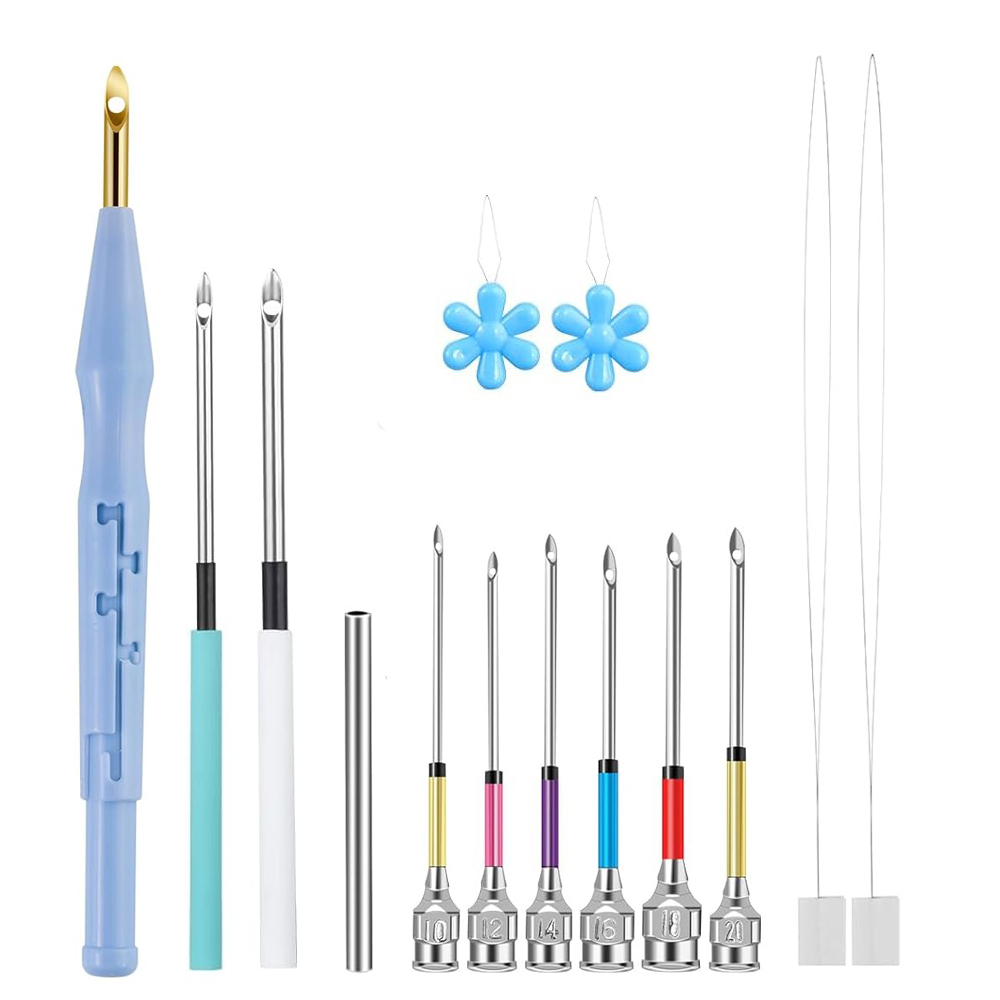 Punch Needle Handle - 14PCS Punch เข็มชุดเย็บปักถักร้อย Punch เข็มปากกาเครื่องมือขนาดต่างๆ Punch