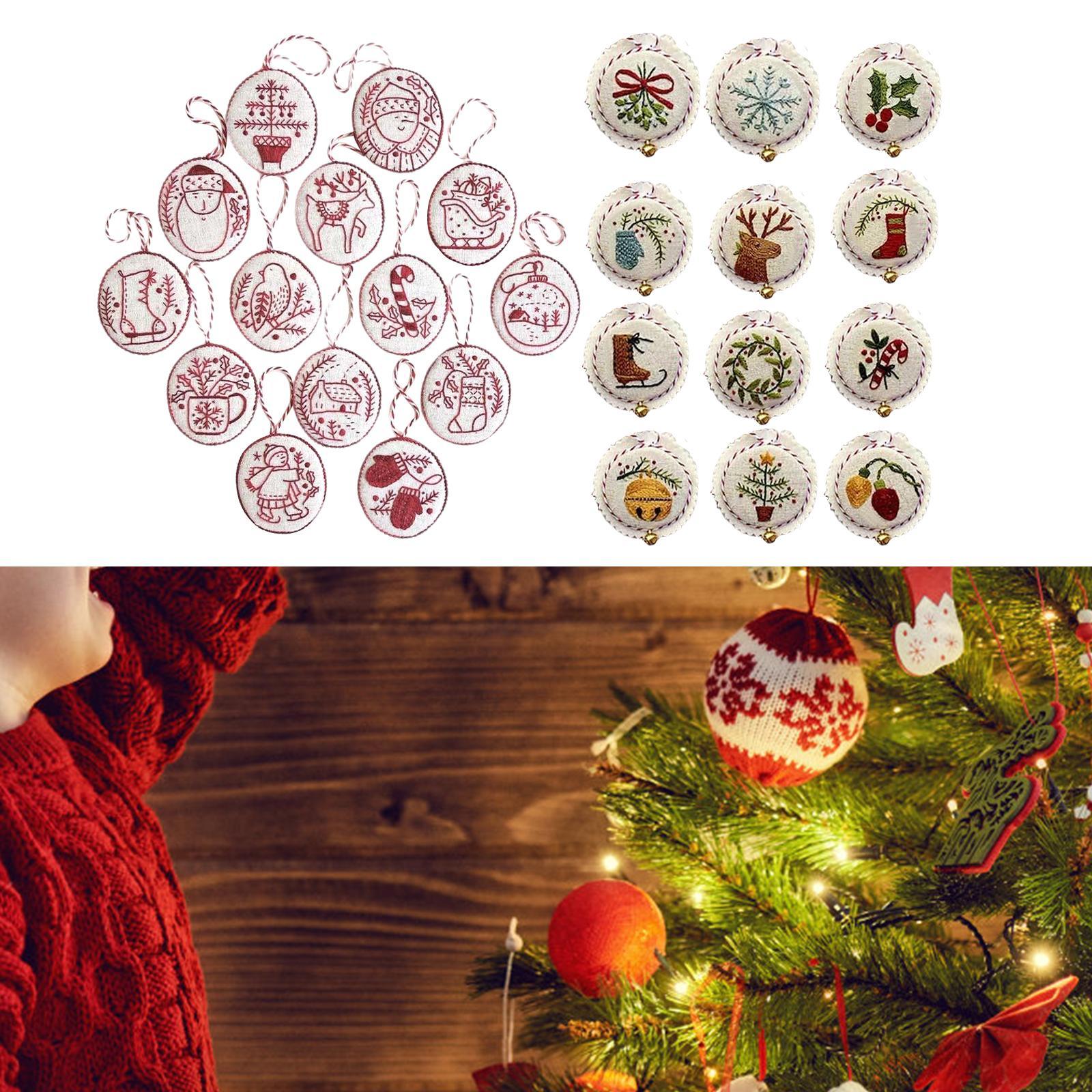 Embroidery Xmas Ornaments - ชุดอุปกรณ์ตกแต่งคริสต์มาสแบบปักมือ ของตกแต่งคริสต์มาสสำหรับบ้าน งานหมั้น และโรงแรม