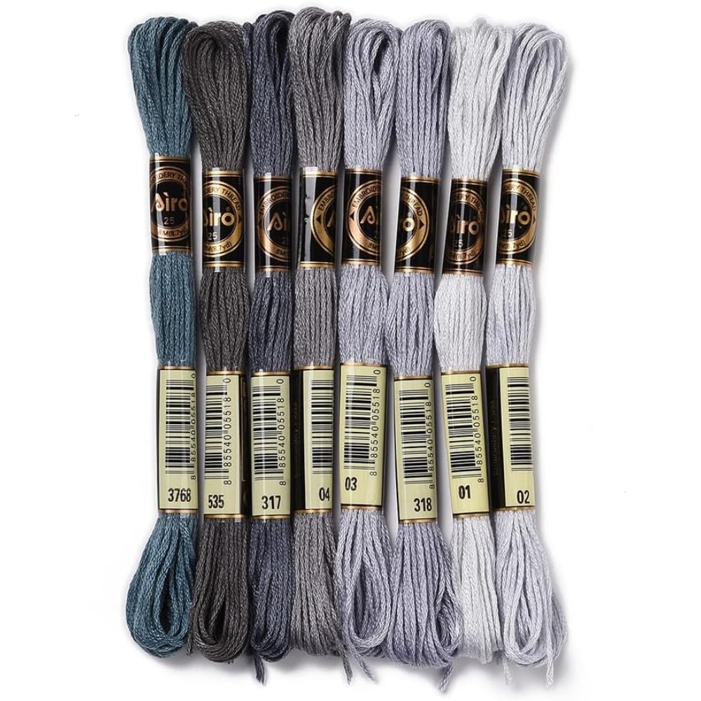 Embroidery Yarns - 8 Skeins 70 หลาสีเทาสร้อยข้อมือมิตรภาพ String เย็บปักถักร้อยไหมขัดฟัน