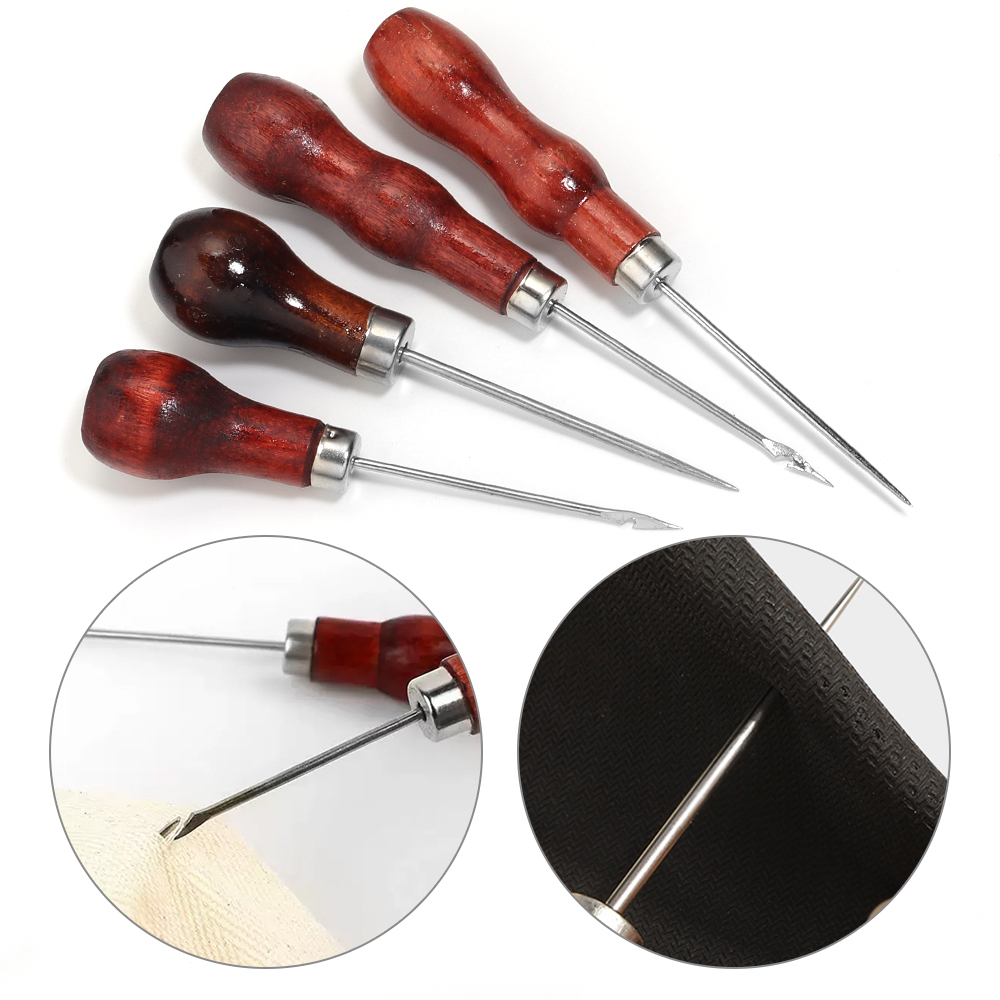 Punch Needle Handle - เข็มเจาะรูหนัง ด้ามไม้ สำหรับงาน DIY เย็บเต็นท์หนัง เครื่องมือซ่อมรองเท้า
