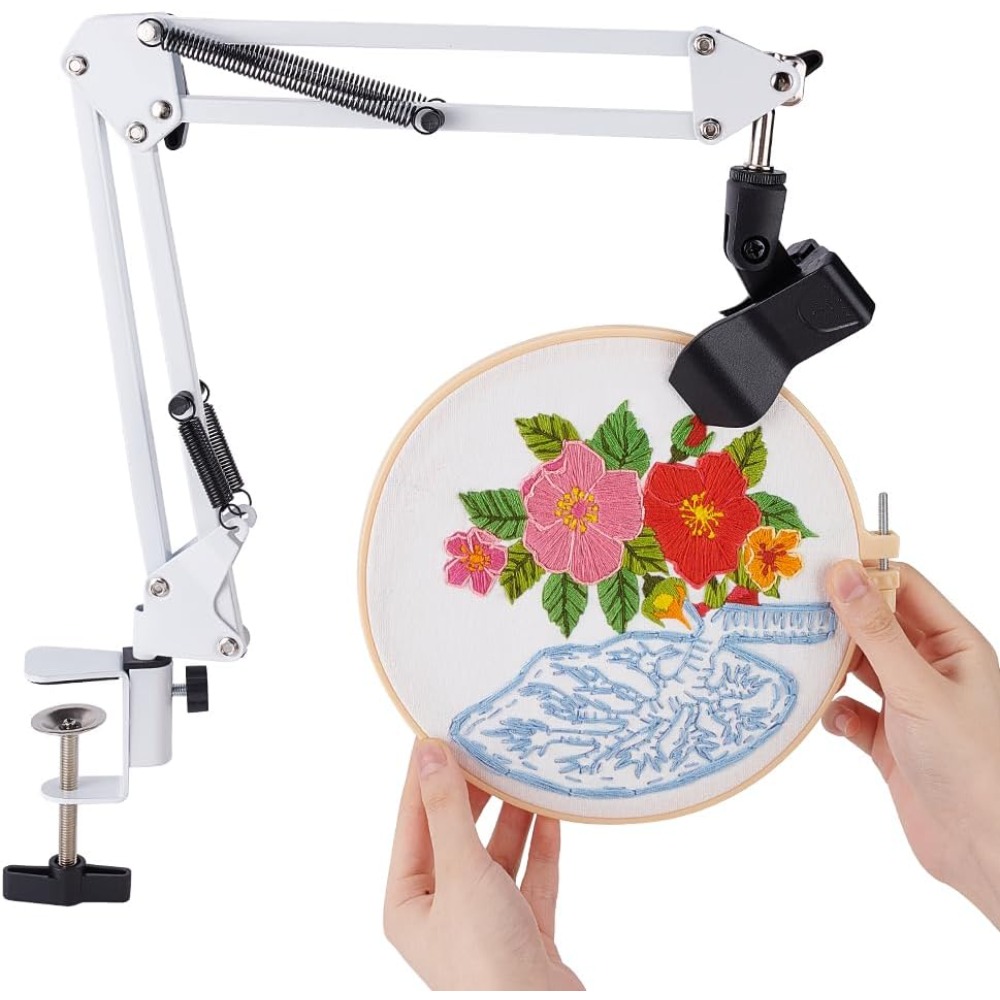 Embroidery Hoop Stand - สีขาวเย็บปักถักร้อยขาตั้งชุด 8 มม.มือเย็บปักถักร้อยขาตั้ง Lap พับข้าม Stitch