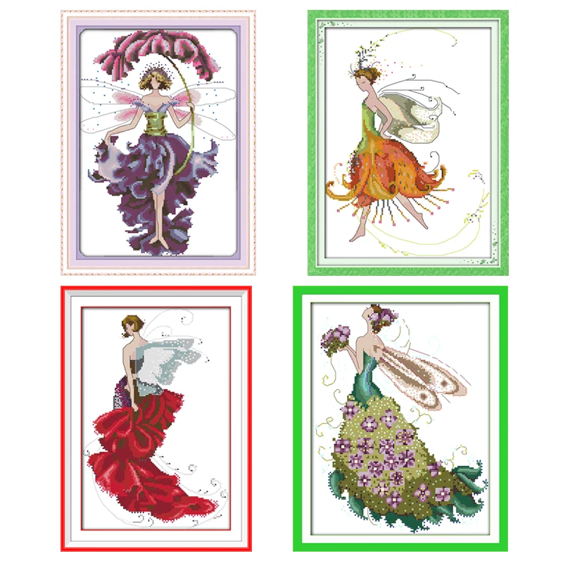 Embroidery X Pattern - ชุดปักด้ายคอตตอน DMC ผ้าใบลายพิมพ์แบบนับงานปักครอสติชชุดเย็บปักลวดลายแบบ DIY
