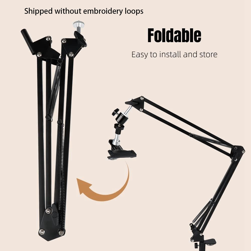 Embroidery Hoop Stand - ขาตั้งวงแหวนปักผ้า: ขาตั้งวงแหวนปักผ้าแบบปรับได้ ทำจากโลหะ หมุนได้ พร้อมปุ่มหมุนวงแหวน 360