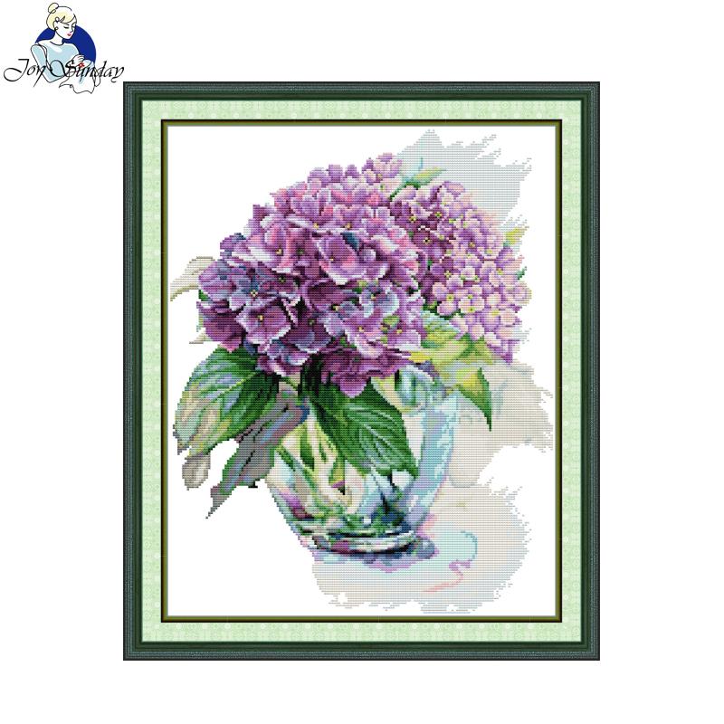 Embroidery X Pattern - Joy Sunday Cross Stitch ชุดไฮเดรนเยีย HD