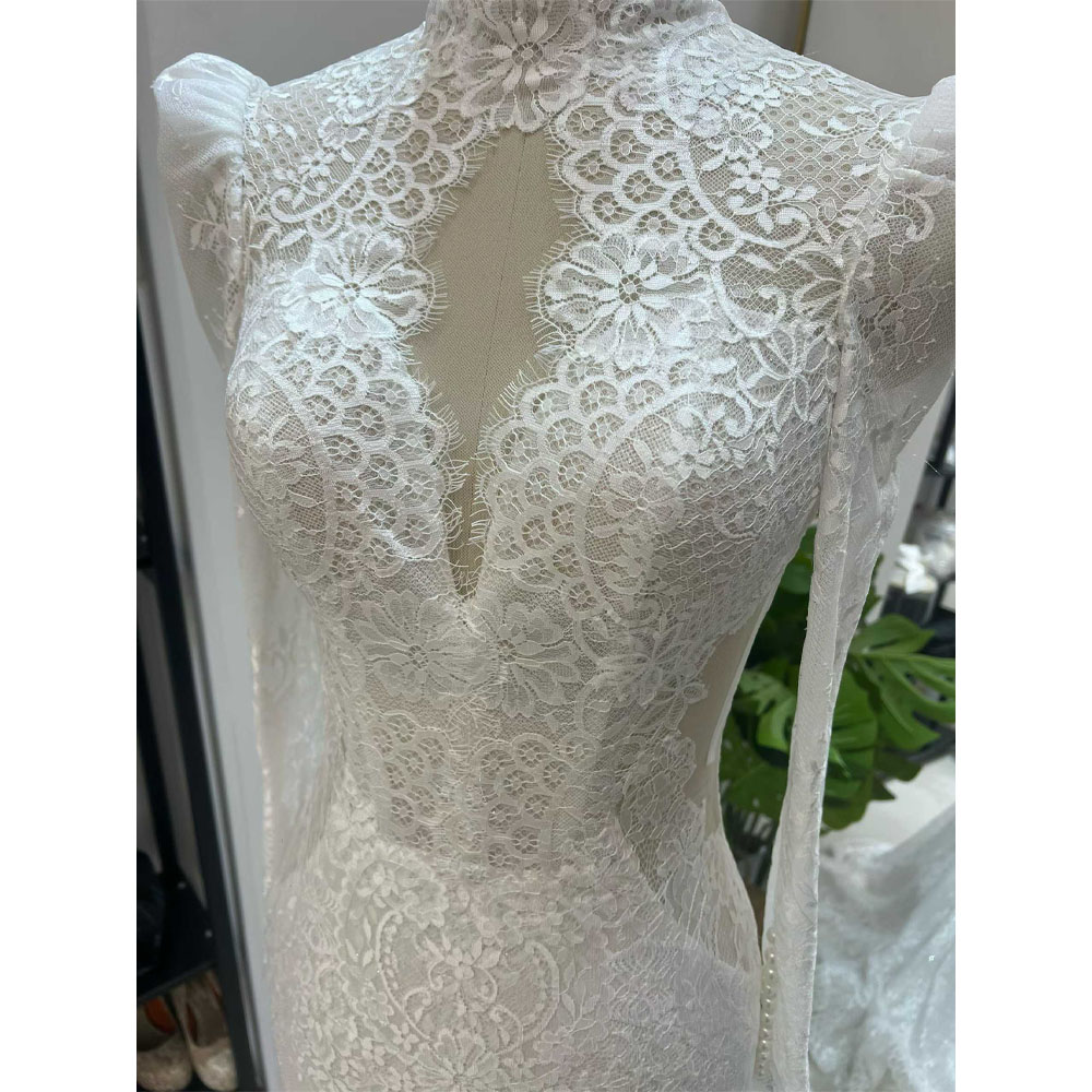 ชุดแต่งงานแขนยาวทรงเต่าสำหรับผ - Embroidery Organza บทวิจารณ์และราคา