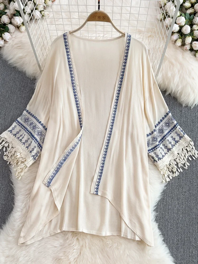 ฤดูร้อนโบฮีเมียนสไตล์ชาติพันธุ - Embroidery Zig Zag Stitch บทวิจารณ์และราคา