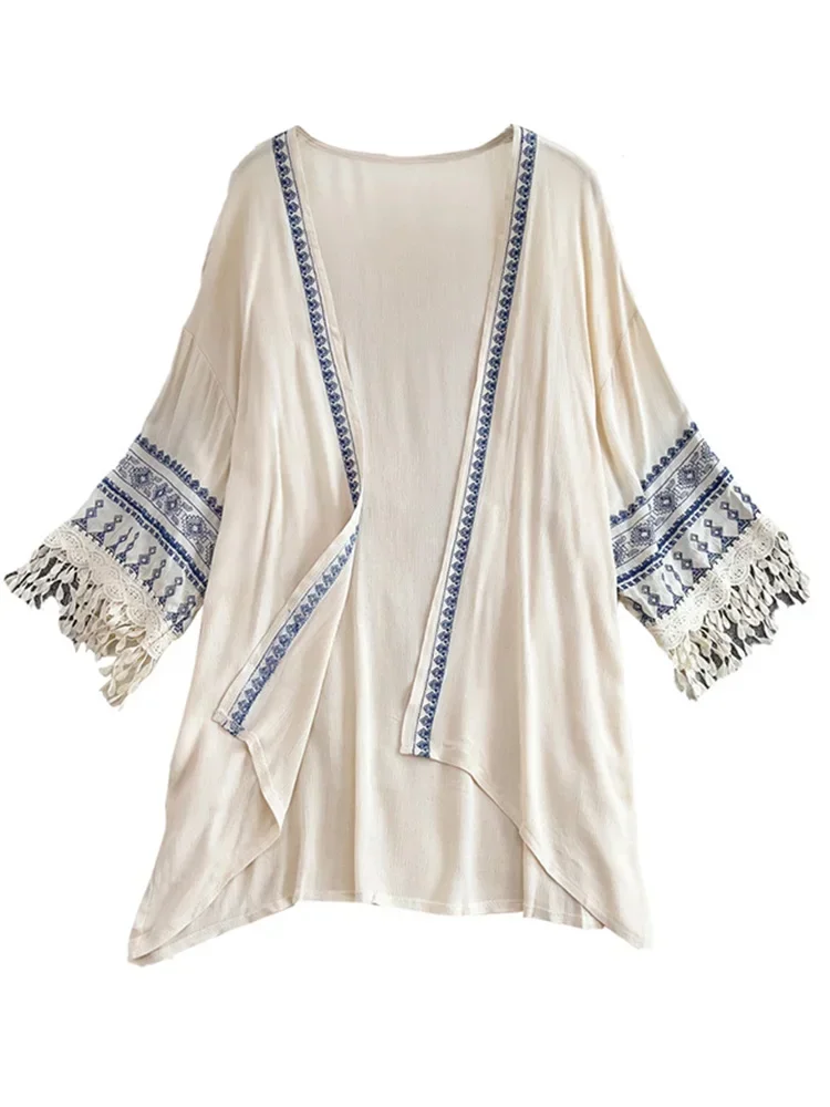 ฤดูร้อนโบฮีเมียนสไตล์ชาติพันธุ - Embroidery Zig Zag Stitch บทวิจารณ์และราคา