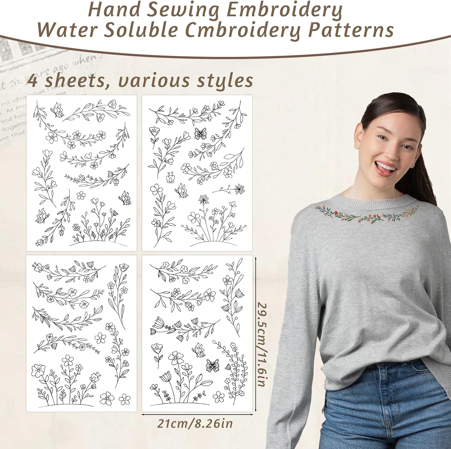 กระดาษปักลายละลายน้ำได้ Stick  - Embroidery Daisy บทวิจารณ์และราคา