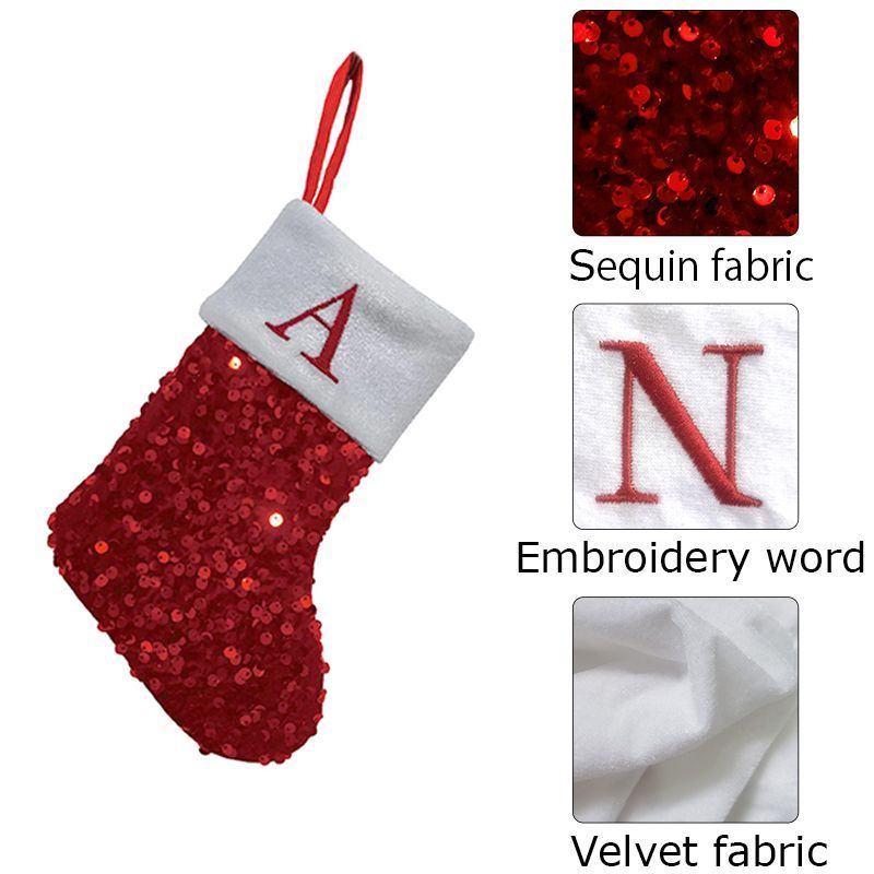 ถุงเท้าคริสต์มาสสีแดงประดับเลื - Embroidery Xmas Ornaments บทวิจารณ์และราคา