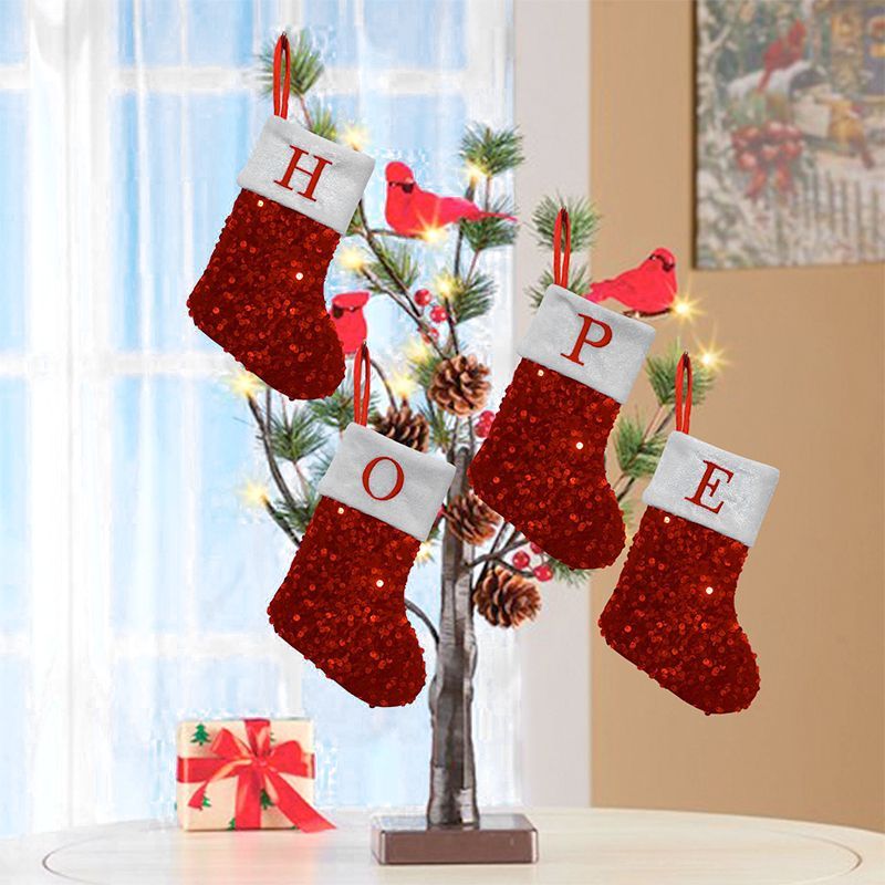 ถุงเท้าคริสต์มาสสีแดงประดับเลื - Embroidery Xmas Ornaments บทวิจารณ์และราคา