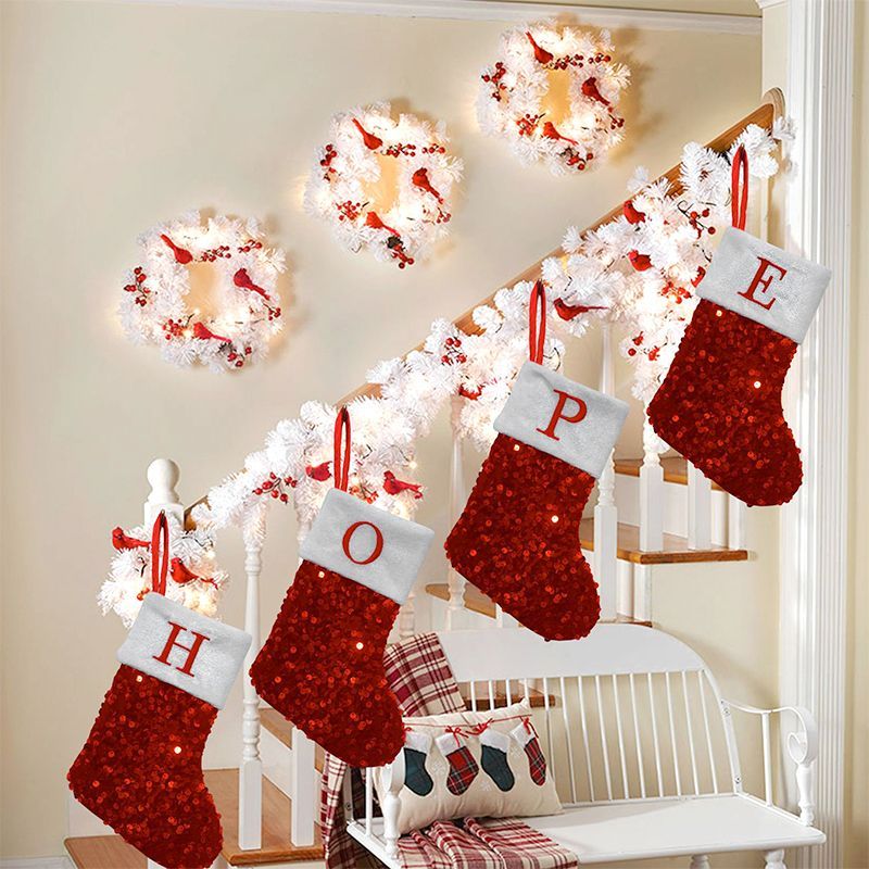ถุงเท้าคริสต์มาสสีแดงประดับเลื - Embroidery Xmas Ornaments บทวิจารณ์และราคา