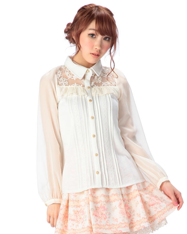 ขายญี่ปุ่น Liz Lisa แขนชีฟองเส - Embroidery Organza บทวิจารณ์และราคา