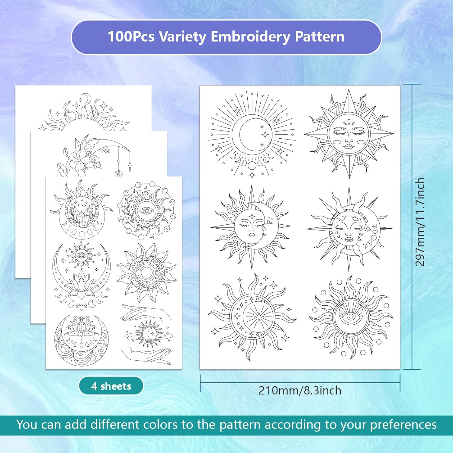 สติกเกอร์ลายพระอาทิตย์พระจันทร - Embroidery Web บทวิจารณ์และราคา
