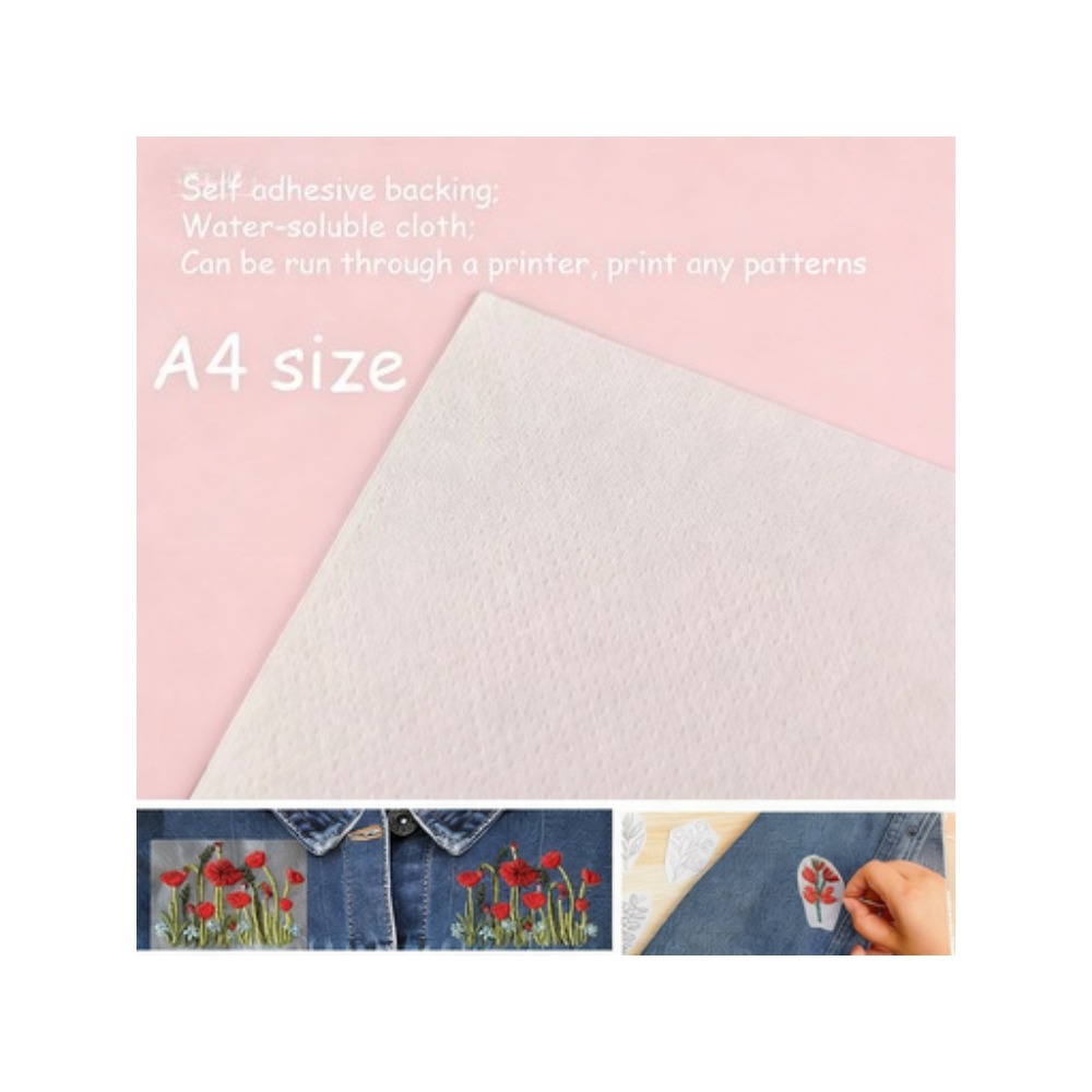 สติกเกอร์กาวละลายน้ำได้ 5 แผ่น - Embroidery Web บทวิจารณ์และราคา