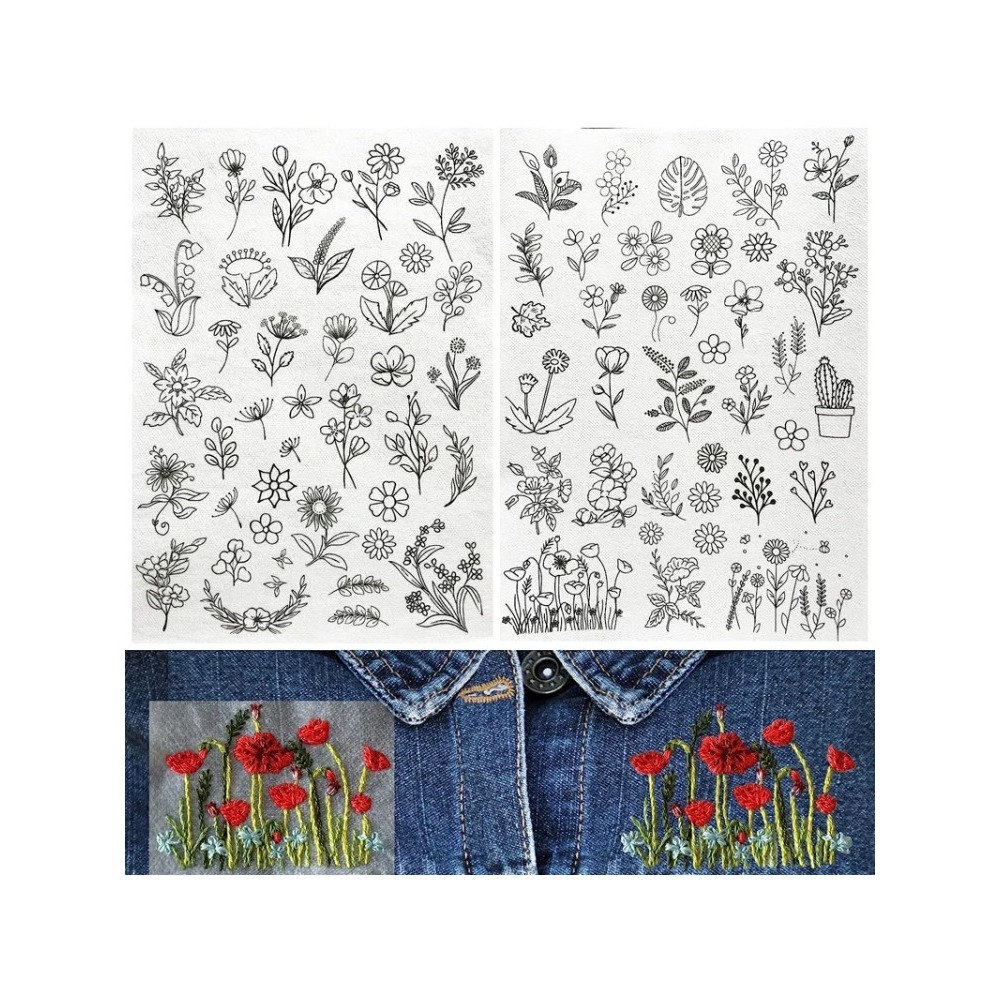 สติกเกอร์กาวละลายน้ำได้ 5 แผ่น - Embroidery Web บทวิจารณ์และราคา