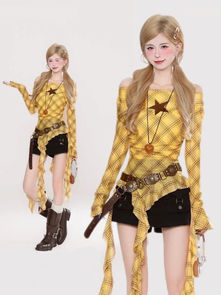 เสื้อยืดวินเทจลายสก๊อต Y2K สำห - Embroidery Shirt บทวิจารณ์และราคา