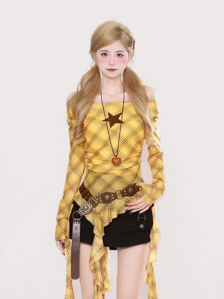 เสื้อยืดวินเทจลายสก๊อต Y2K สำห - Embroidery Shirt บทวิจารณ์และราคา