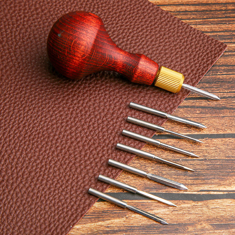 1 ชุด DIY หนัง Punch Awl ไม้ H - Punch Needle Handle บทวิจารณ์และราคา