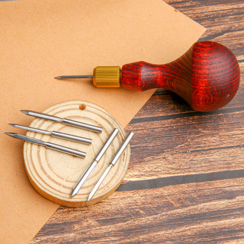 1 ชุด DIY หนัง Punch Awl ไม้ H - Punch Needle Handle บทวิจารณ์และราคา