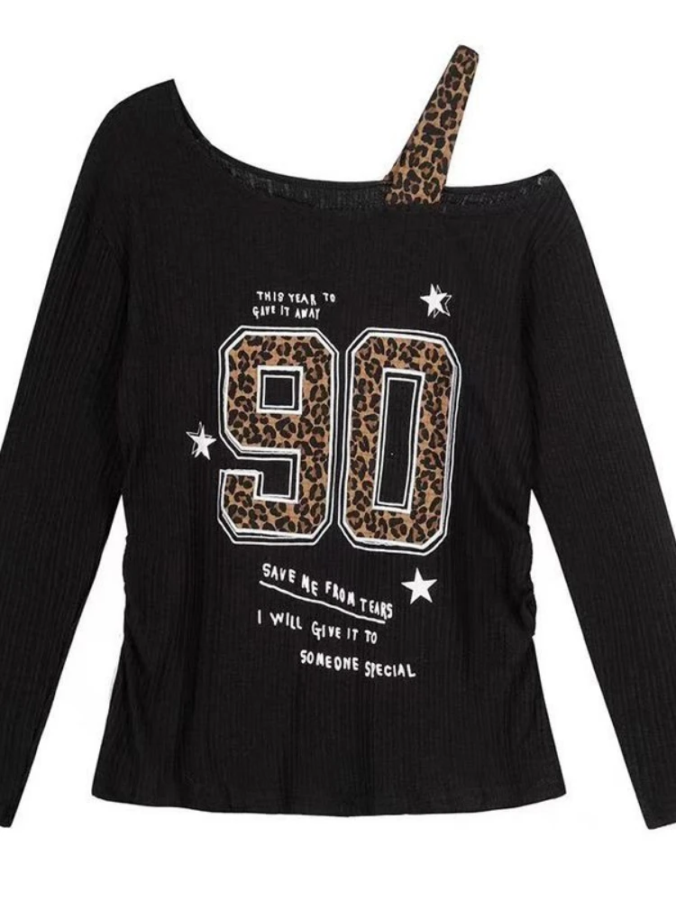 เสื้อยืดลายเสือดาวสไตล์ Y2K แบ - Embroidery Shirt บทวิจารณ์และราคา