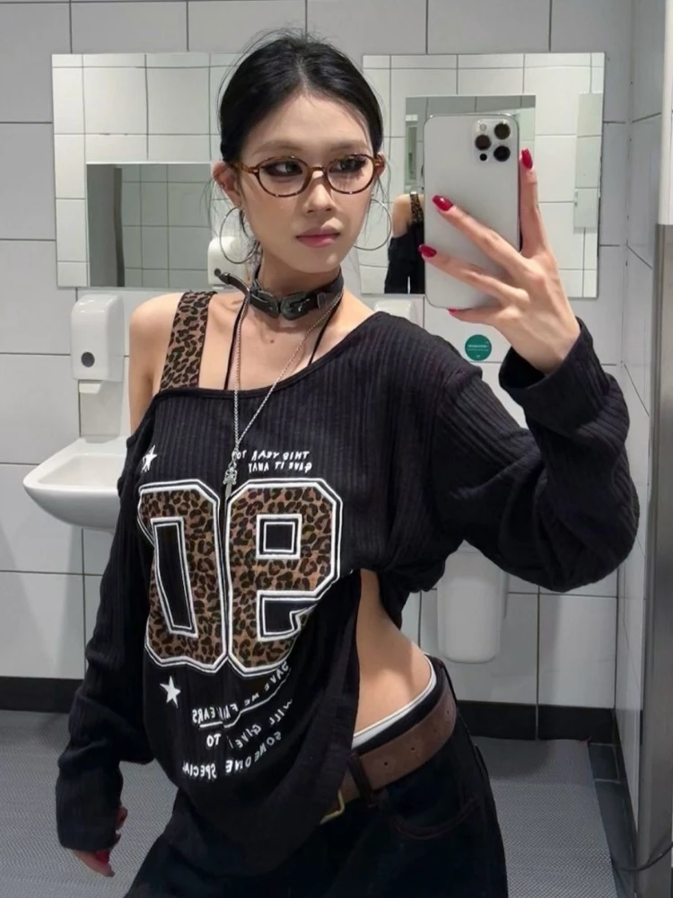 เสื้อยืดลายเสือดาวสไตล์ Y2K แบ - Embroidery Shirt บทวิจารณ์และราคา