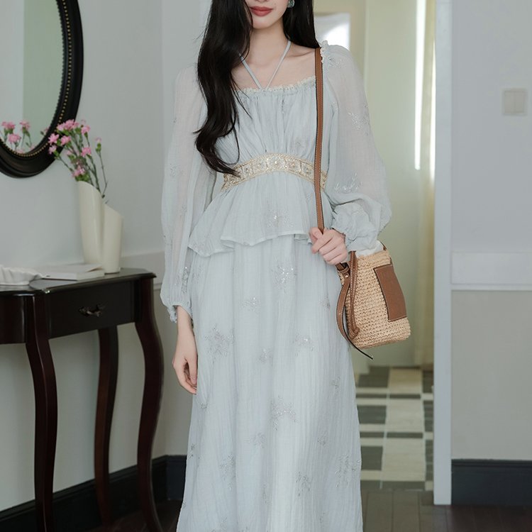 ชุดเดรสวันหยุดแขนยาวปักลายหนัก - Embroidery Bali บทวิจารณ์และราคา