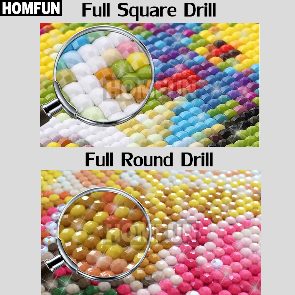 HOMFUN เพชรจิตรกรรมสแควร์/รอบเ - Embroidery Roll Pattern บทวิจารณ์และราคา