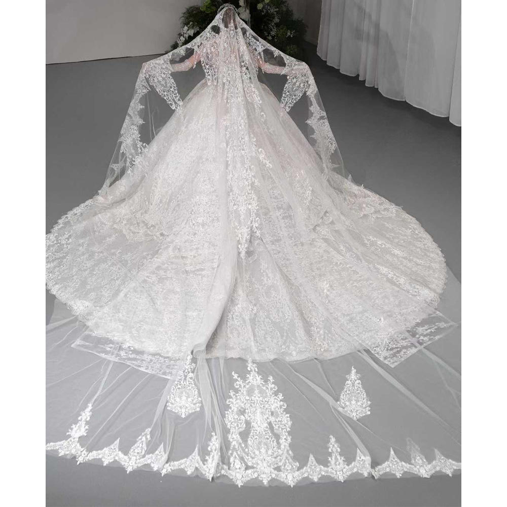 ชุดแต่งงานหรูหราแบบเปิดไหล่ทรง - Embroidery Organza บทวิจารณ์และราคา