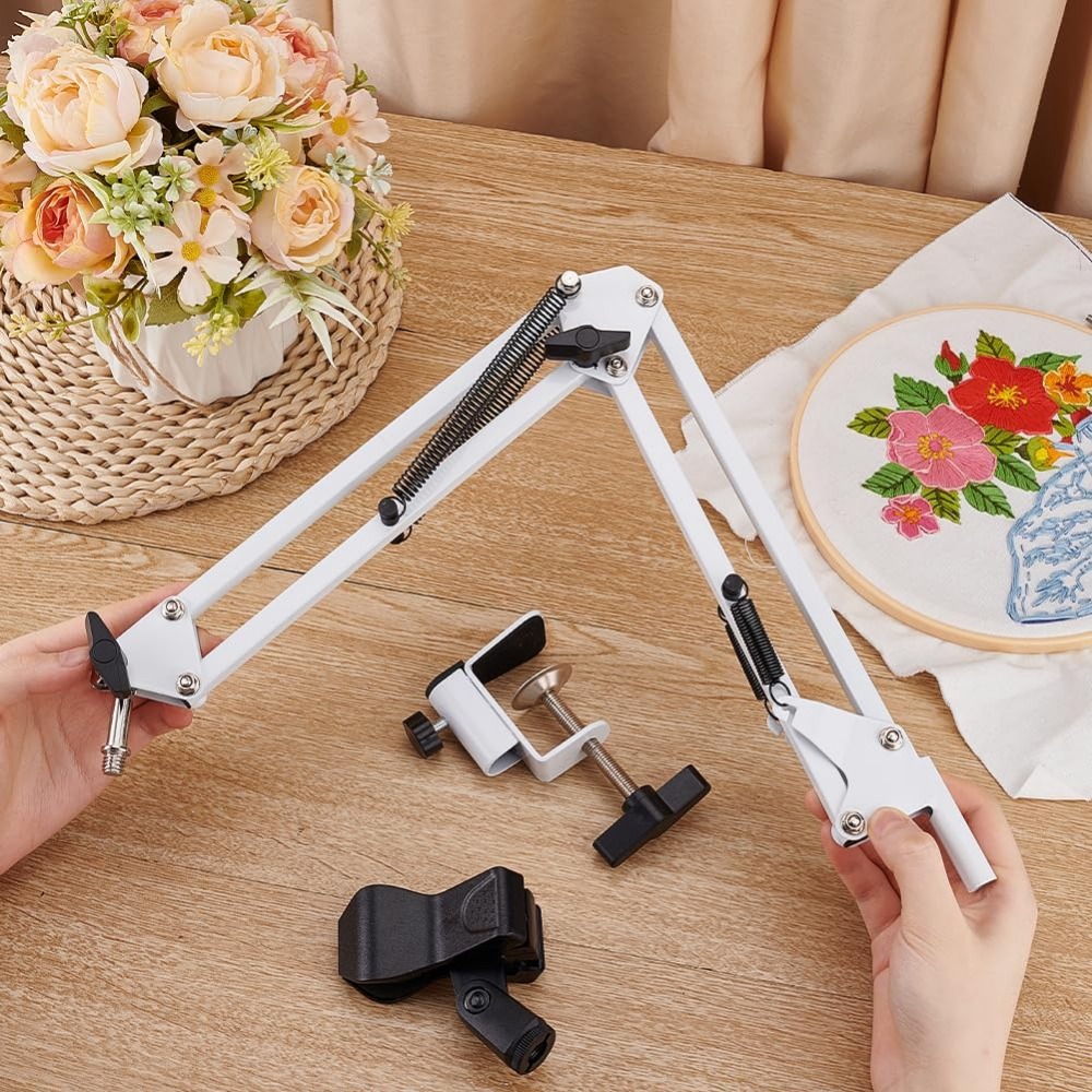 สีขาวเย็บปักถักร้อยขาตั้งชุด 8 - Embroidery Hoop Stand บทวิจารณ์และราคา