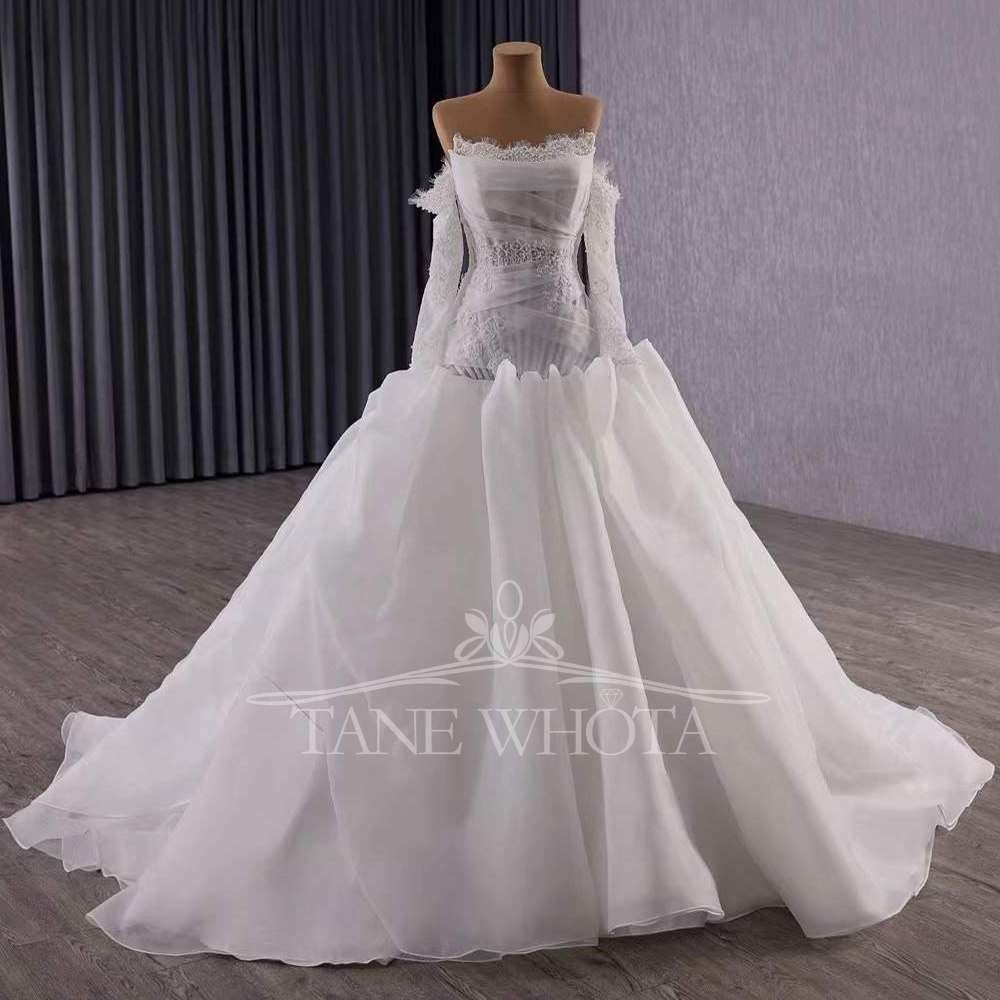 Vestidos Novias Boda Strapless - Embroidery Organza บทวิจารณ์และราคา