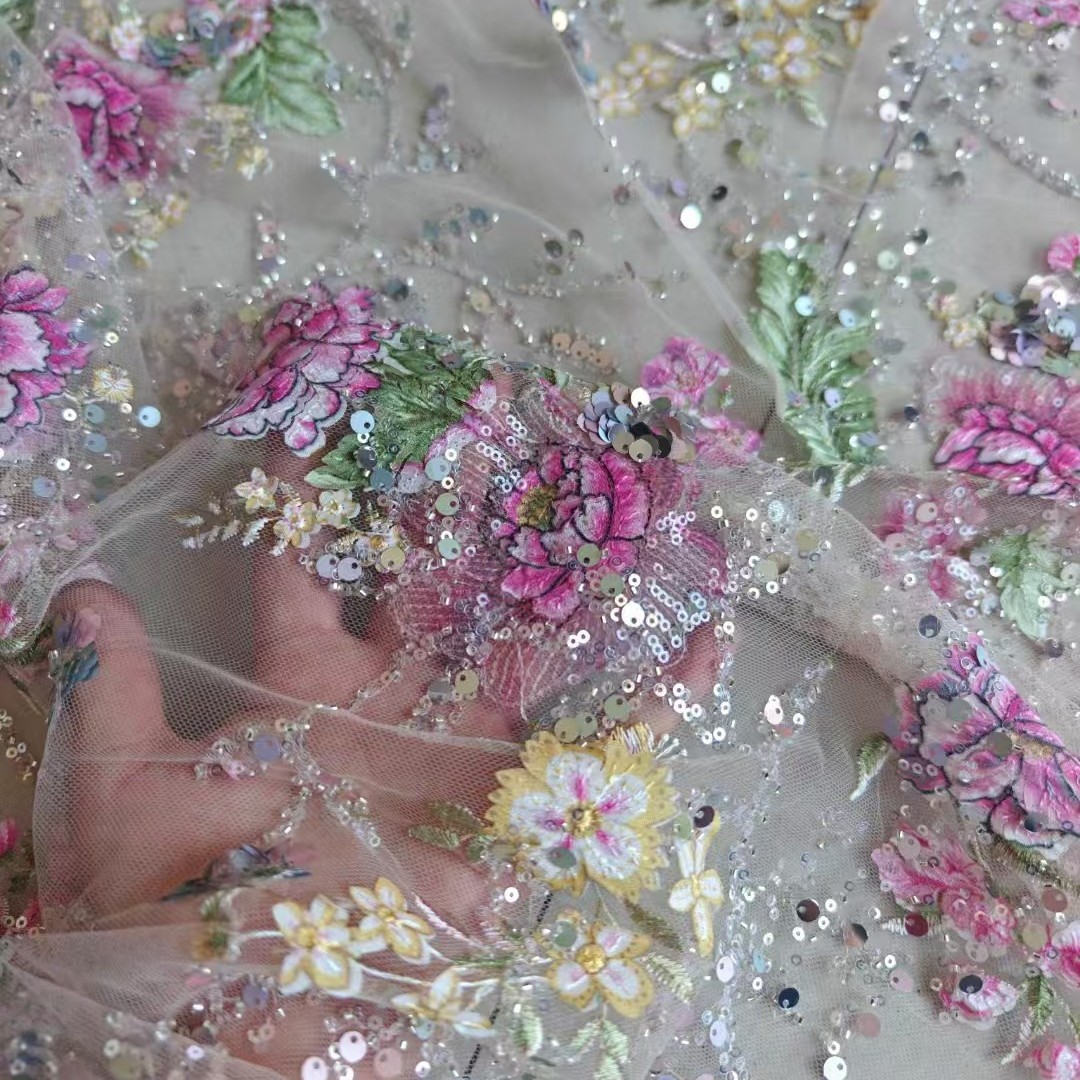 ผ้าลูกไม้ปักลายหรูหรา กว้าง 1  - Embroidery Web บทวิจารณ์และราคา
