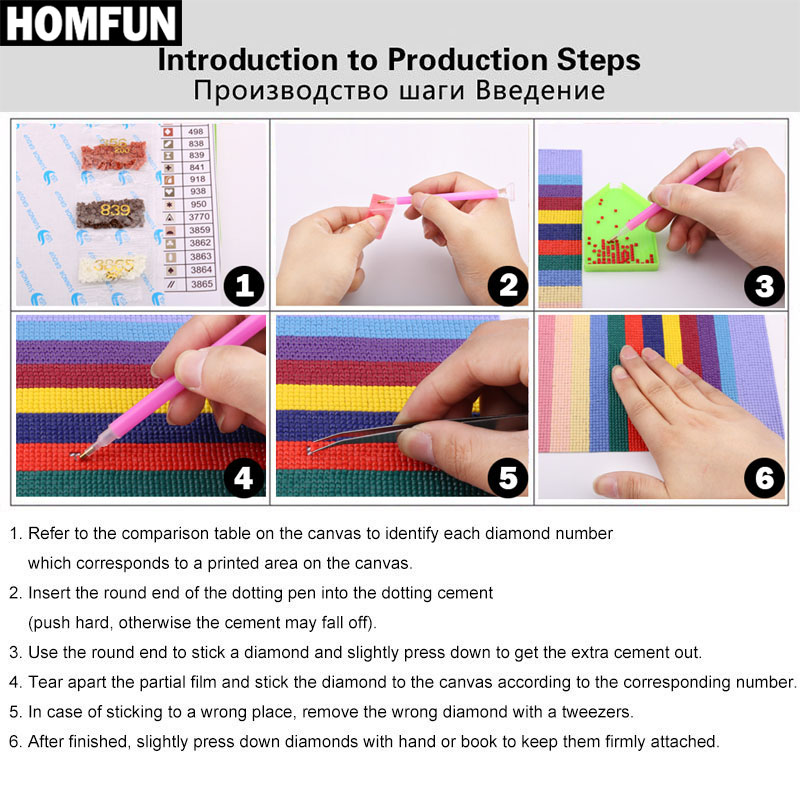Homfun ปักเพชรพิมพ์ลายภาพวาดเพ - Embroidery Roll Pattern บทวิจารณ์และราคา