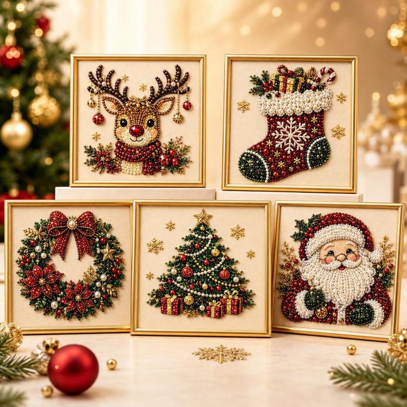 ชุดงานฝีมือปักลูกปัดลายซานตาคล - Embroidery Xmas Ornaments บทวิจารณ์และราคา