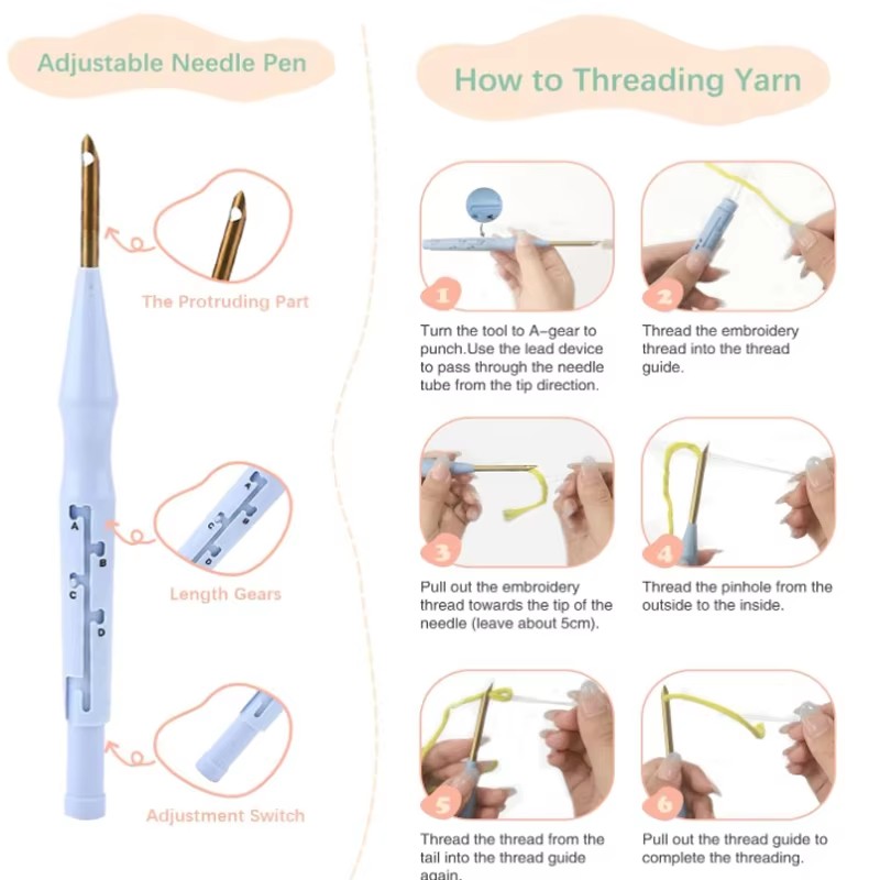 ชุดปักลายดอกไม้แบบ Punch Needl - Punch Needle Handle บทวิจารณ์และราคา