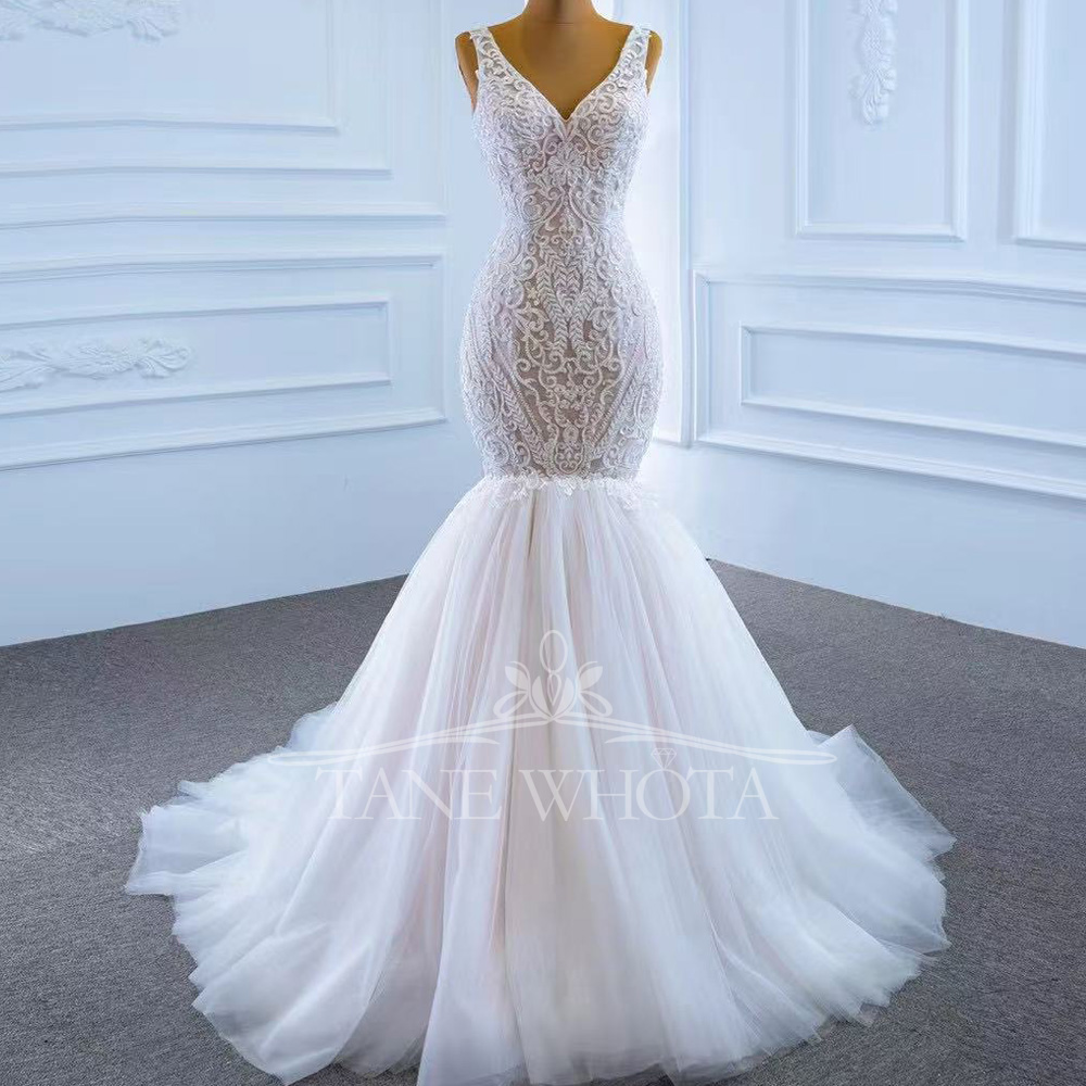 Civil ชุดแต่งงานสปาเก็ตตี้สายร - Embroidery Organza บทวิจารณ์และราคา