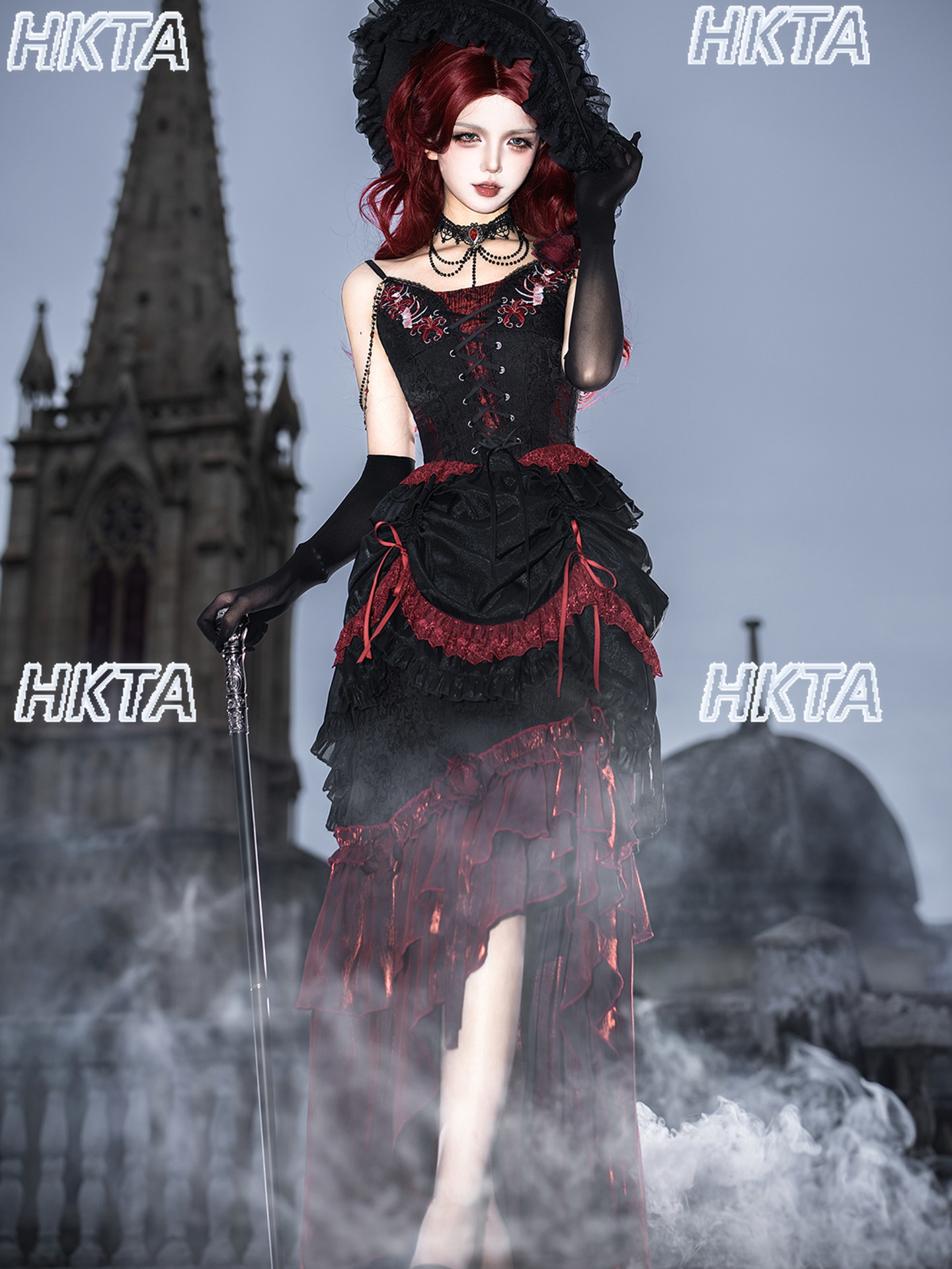 ชุดเดรสสีแดงสไตล์วินเทจโกธิค Y - Embroidery Gothic บทวิจารณ์และราคา