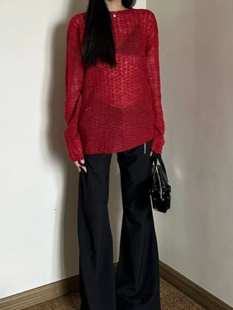 Y2K เสื้อยืดผู้หญิงถักแบบซีทรู - Embroidery Shirt บทวิจารณ์และราคา