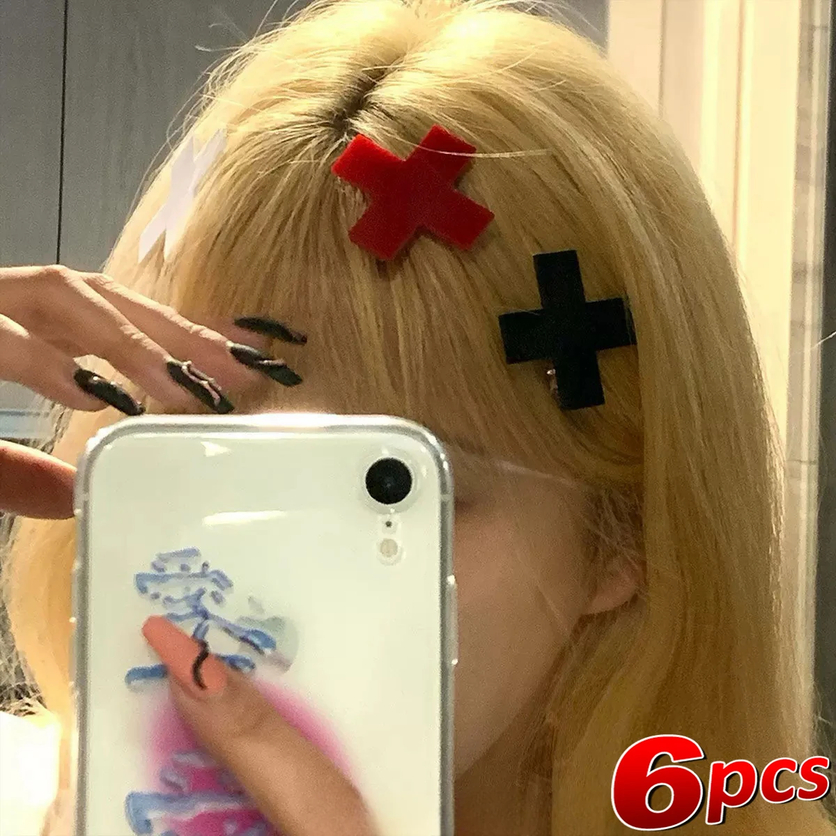 กิ๊บติดผมสีแดงแบบพังค์สไตล์ฮิป - Embroidery Gothic บทวิจารณ์และราคา